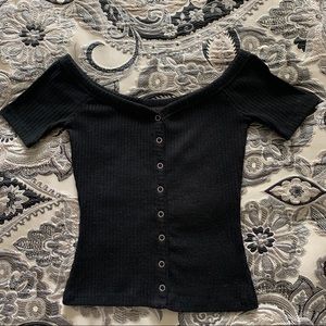 Forever 21 Black Over the Shoulder Top